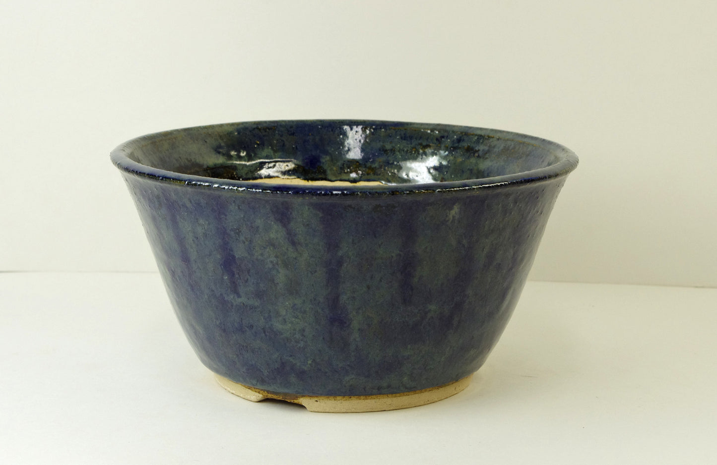 2100, Hand Thrown Stoneware Bonsai Pot, Extra Wire Holes, Blues, Browns, Greens 6 7/8 x 3 1/2