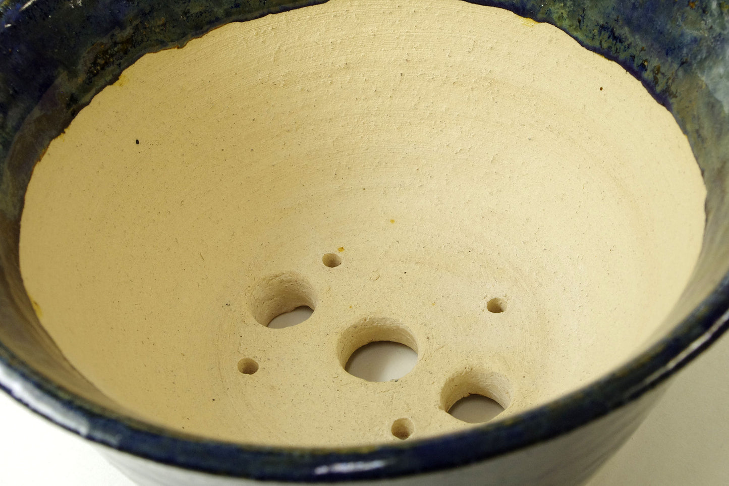 2100, Hand Thrown Stoneware Bonsai Pot, Extra Wire Holes, Blues, Browns, Greens 6 7/8 x 3 1/2