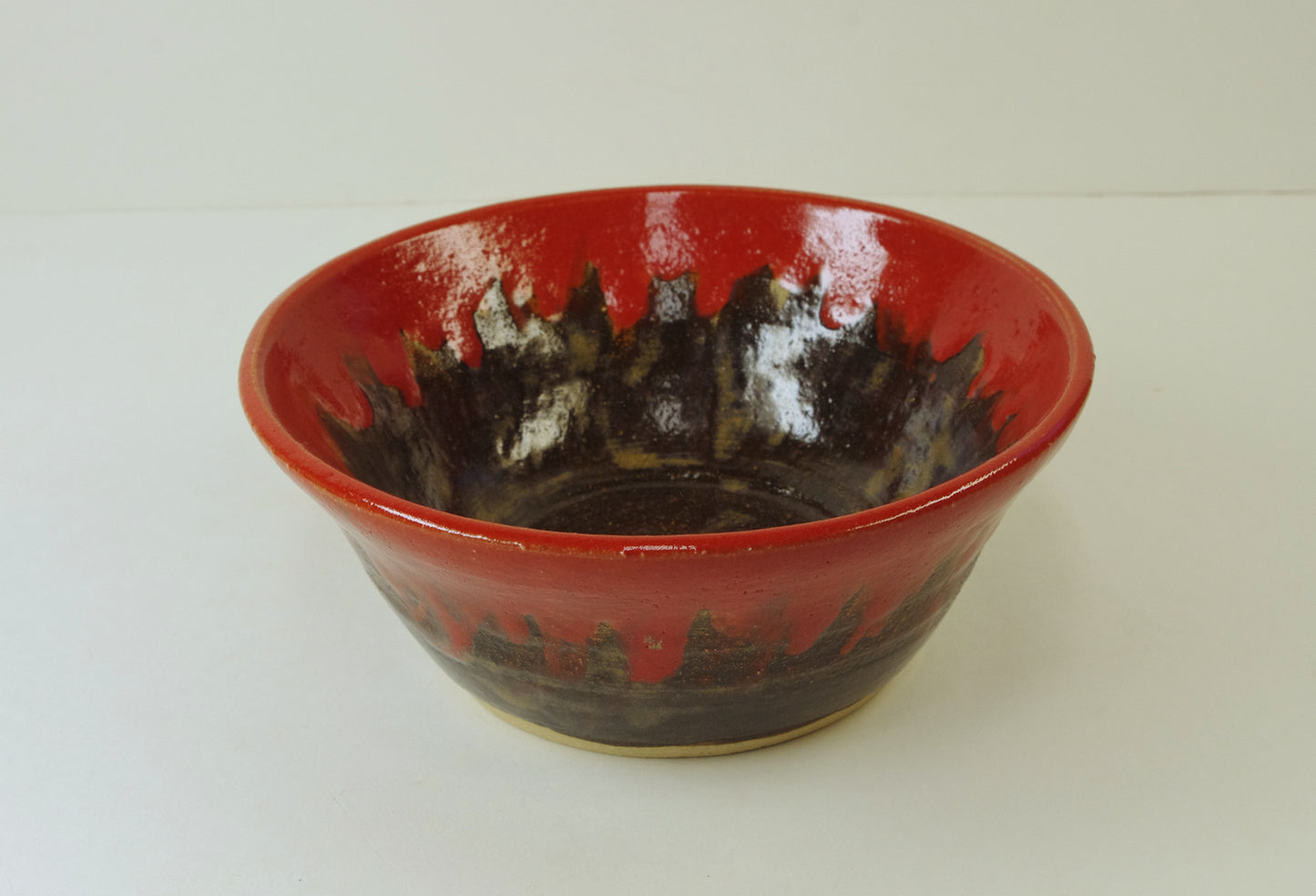 2102, Hand Thrown Stoneware Ikebana Vase, 6 1/4 x 2 5/8, browns and reds