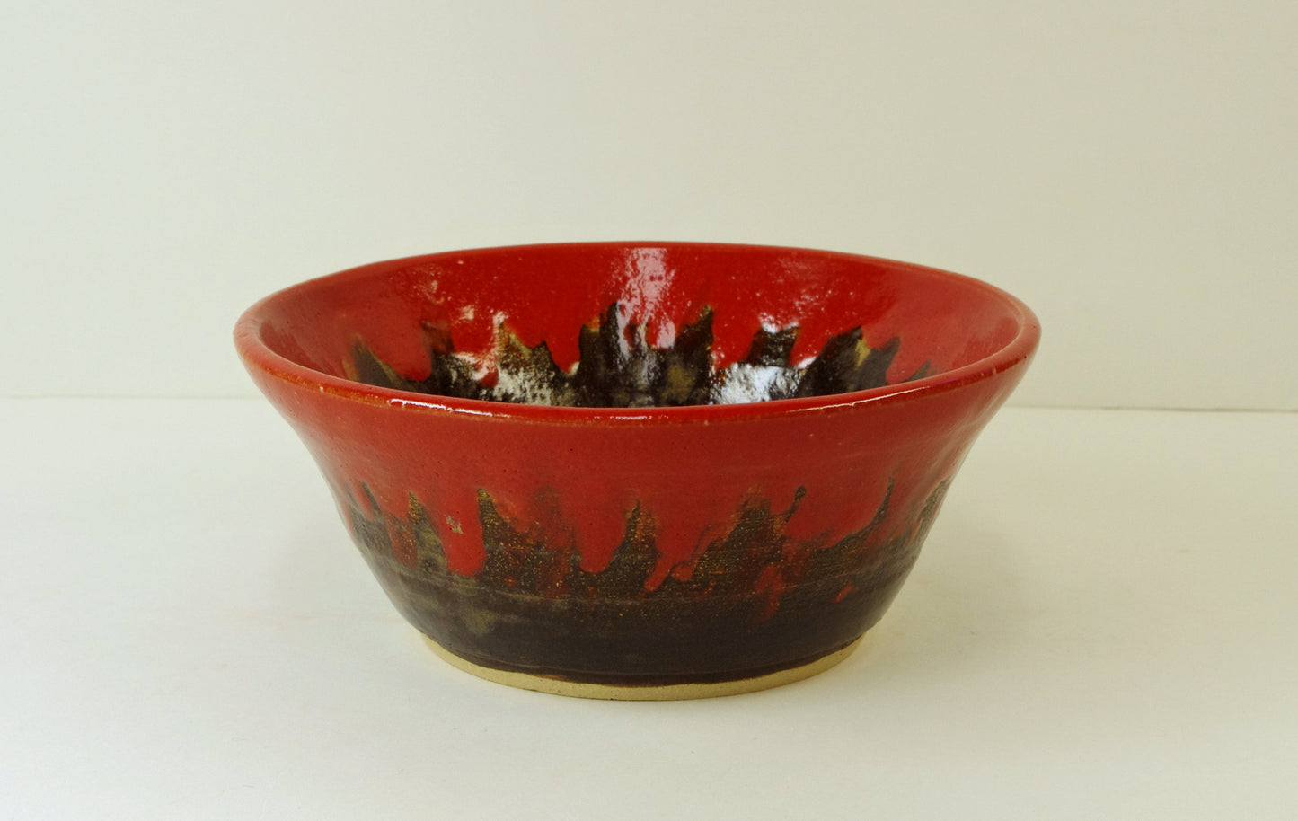 2102, Hand Thrown Stoneware Ikebana Vase, 6 1/4 x 2 5/8, browns and reds