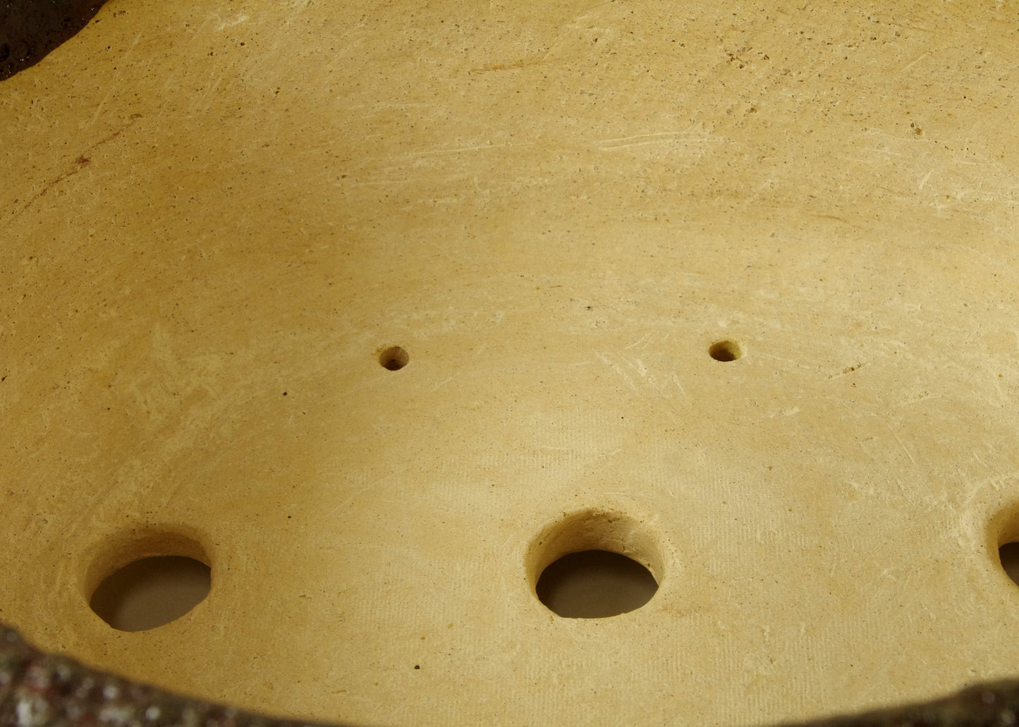 12104 Handmade Oval Stoneware Bonsai Pot, Reddish Browns Textured Crater Glaze, 8 1/4 x 6 1/2 x 3 5/8