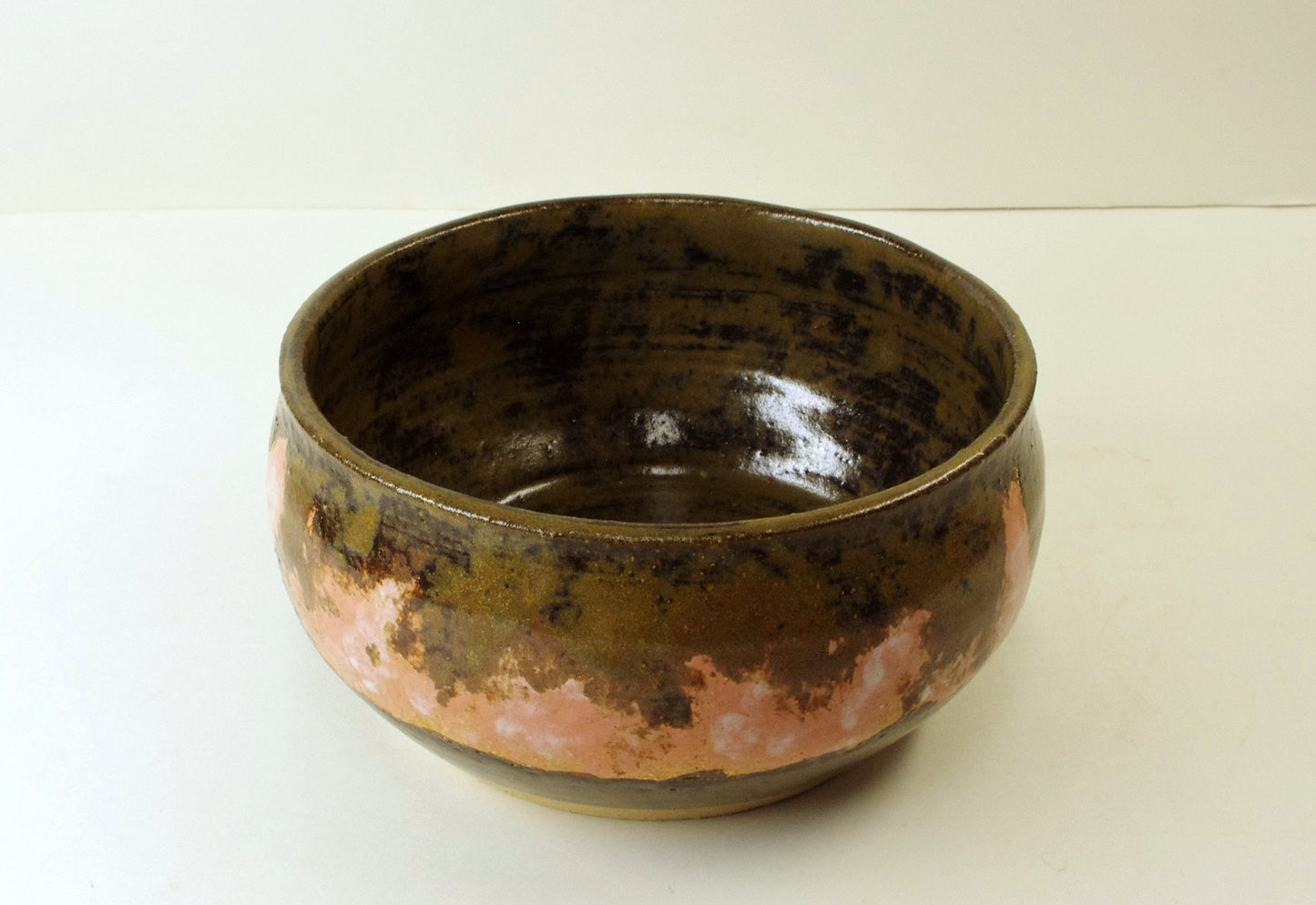 2118, Hand Thrown Stoneware Ikebana Vase, 6 x 3 inches, Brown, Pink