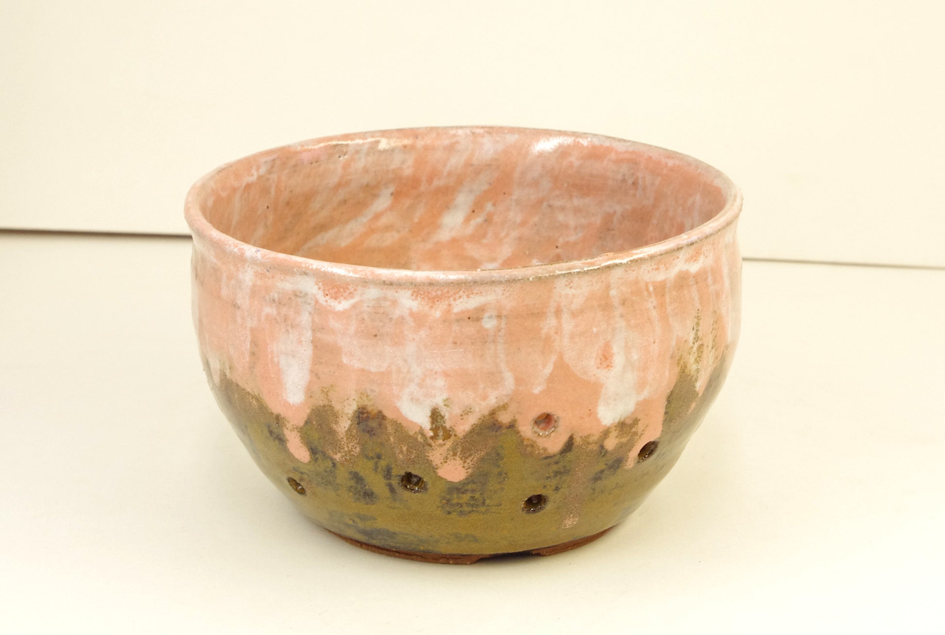 Orchid Pot, Pink Brown, hand thrown, by White Horse Pottery