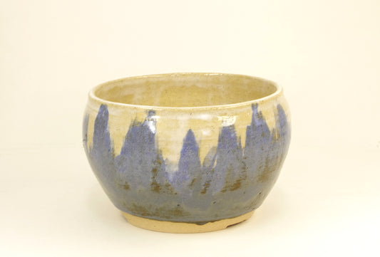 2136 Hand Thrown Stoneware Cactus Pot , Blues and Beige