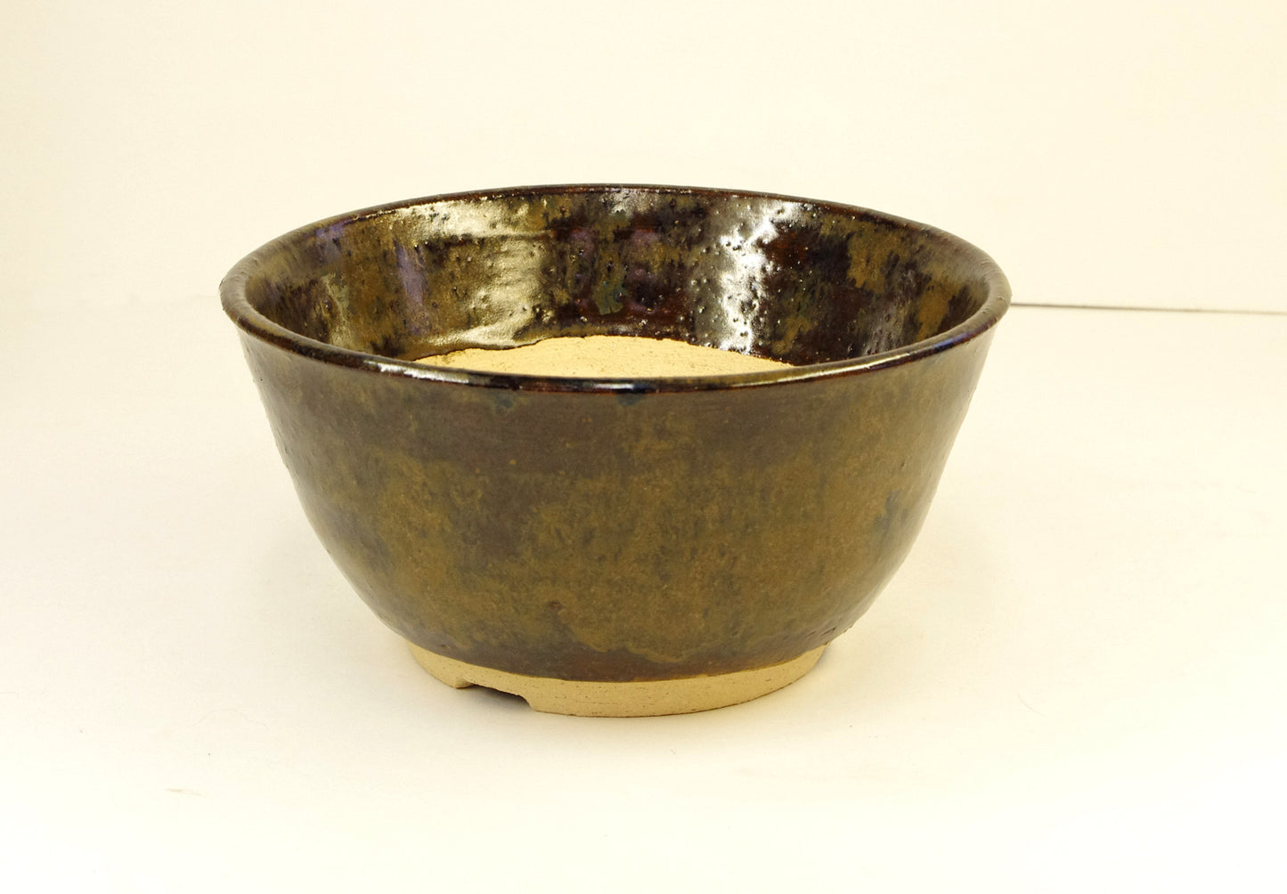 12137 Hand Thrown Stoneware Bonsai Pot, Browns, 5 3/4 x 2 7/8
