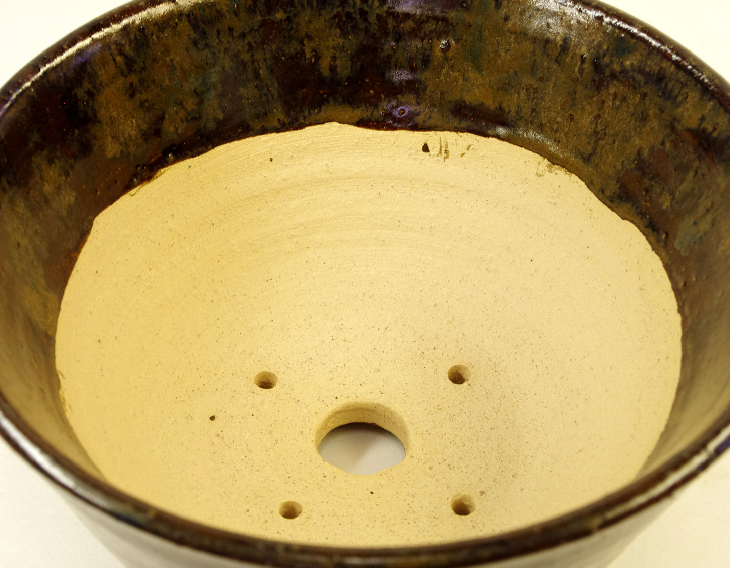 12137 Hand Thrown Stoneware Bonsai Pot, Browns, 5 3/4 x 2 7/8