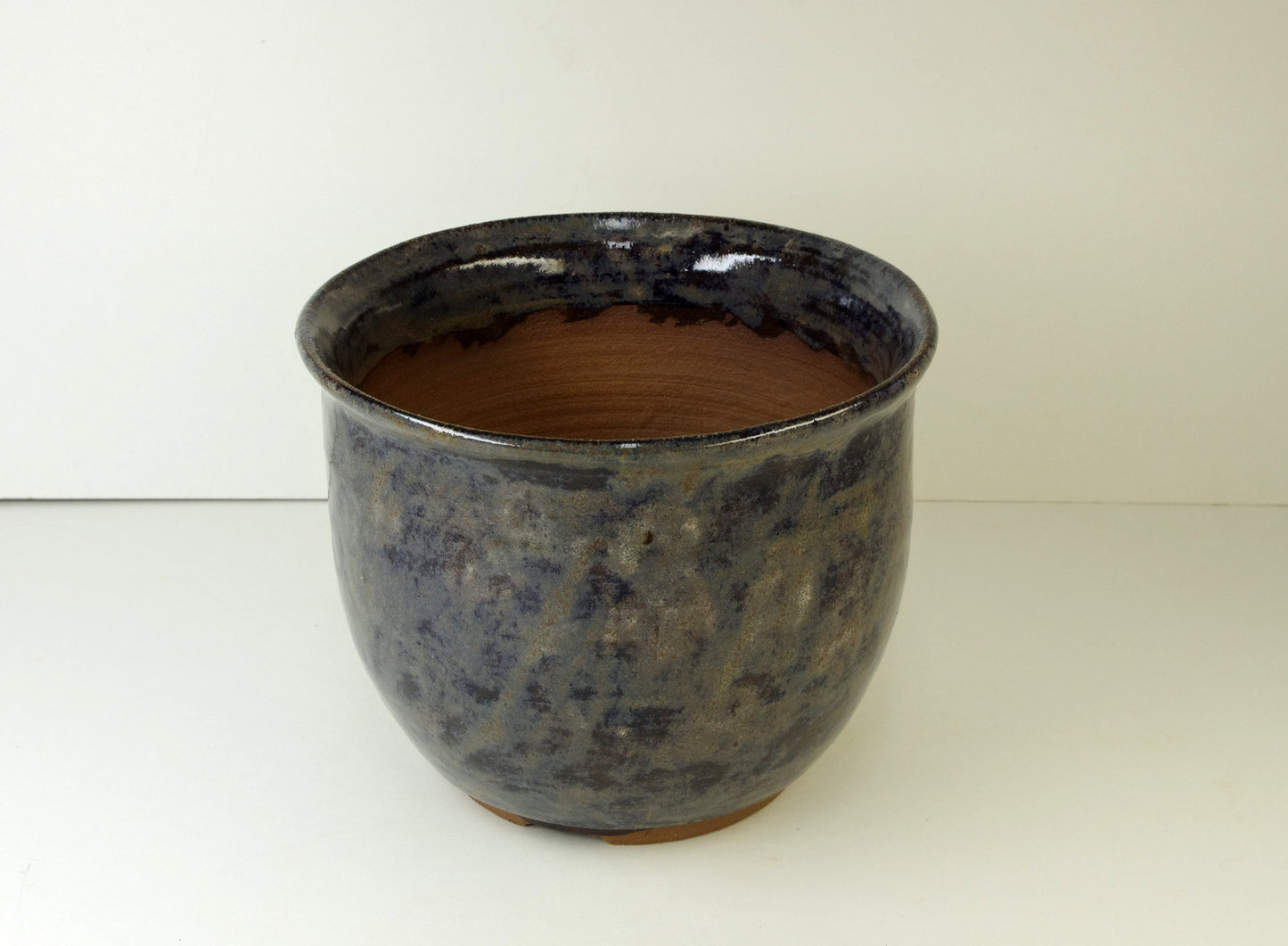 20131, Hand Thrown Stoneware Bonsai Pot, Extra Wire Holes, 5 3/4 x 4 3/4