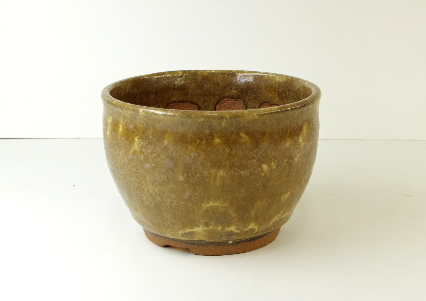2023, Hand Thrown Small Stoneware Cactus or Bonsai Pot, Light Browns, 3 7/8 x 2 3/4