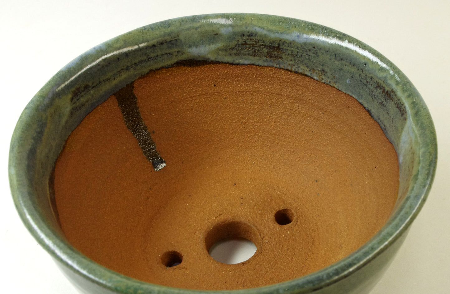 2024, Hand Thrown Stoneware Bonsai Pot, or Cactus Pot, Blues, Greens, 5 x 2 1/2 in.