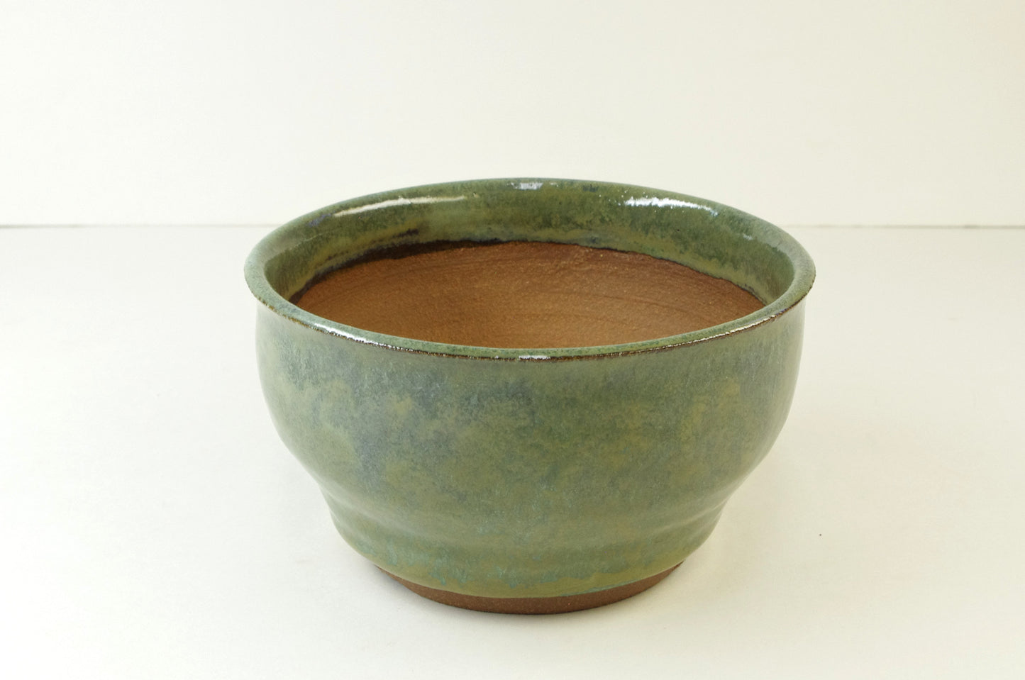 Small blue and green bonsai pot or cactus pot handmade, White Horse Pottery