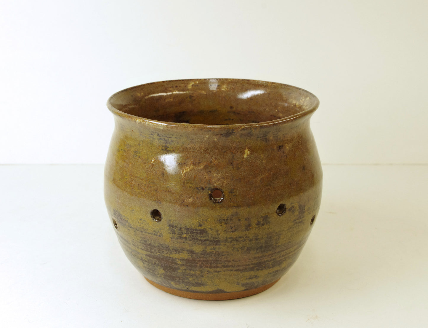 2036, Hand Thrown Stoneware Orchid Pot, Browns, 4 1/2 x 3 7/8