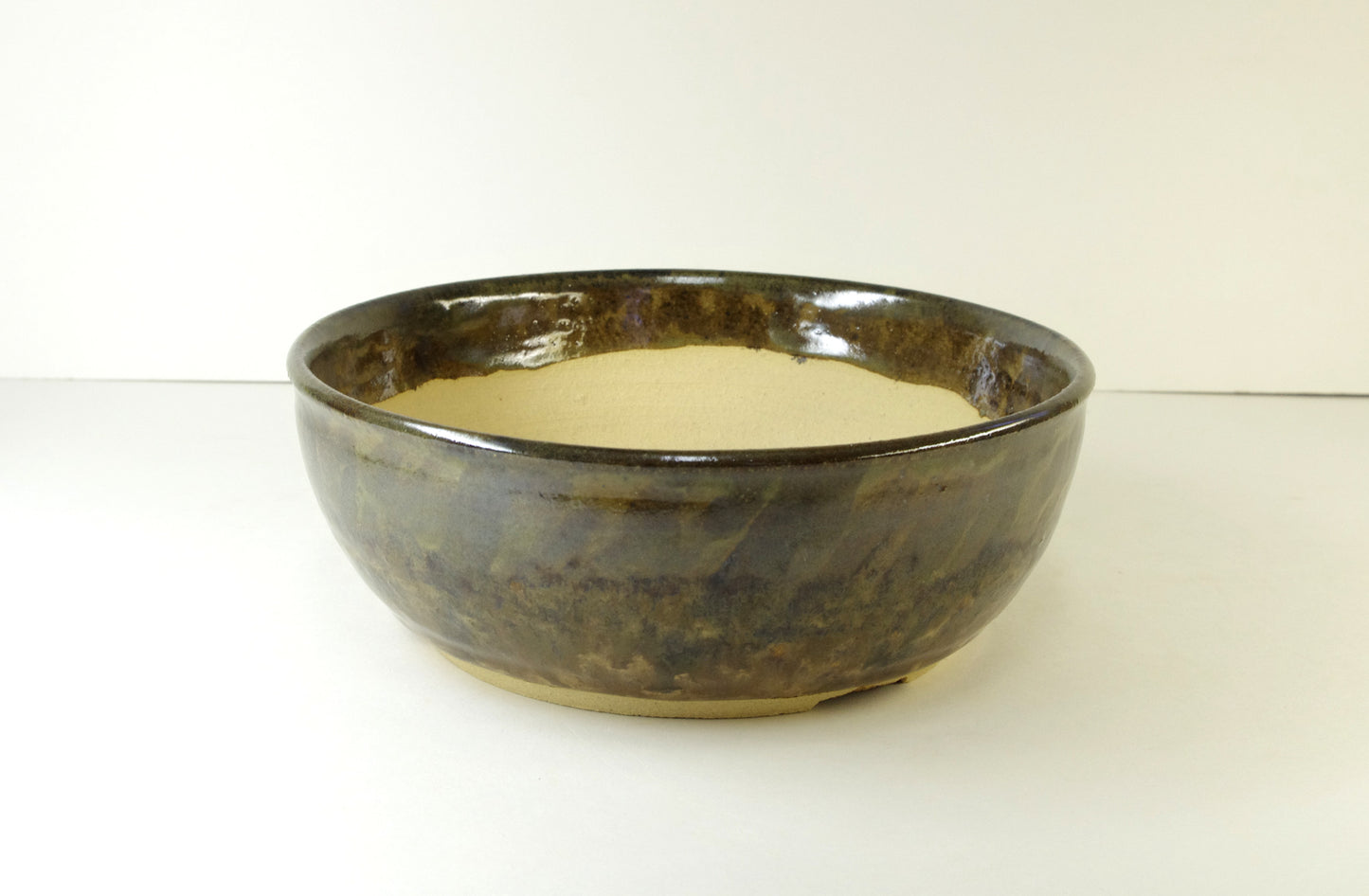 2075, Hand Thrown Stoneware Bonsai Pot, Browns, 7×2.5