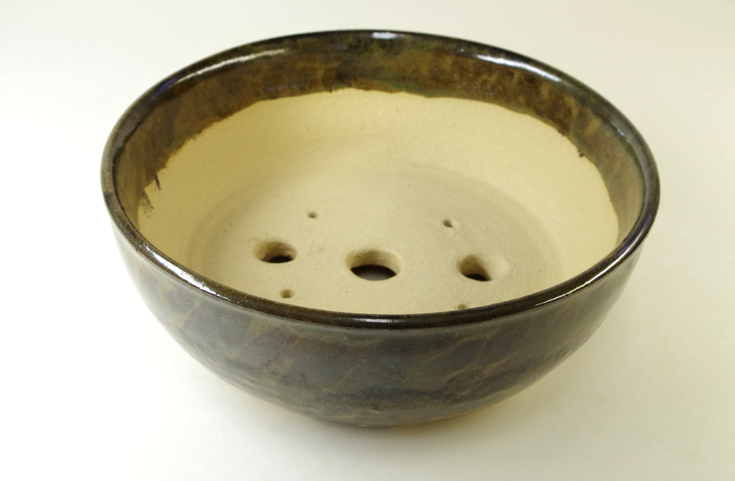 2075, Hand Thrown Stoneware Bonsai Pot, Browns, 7×2.5