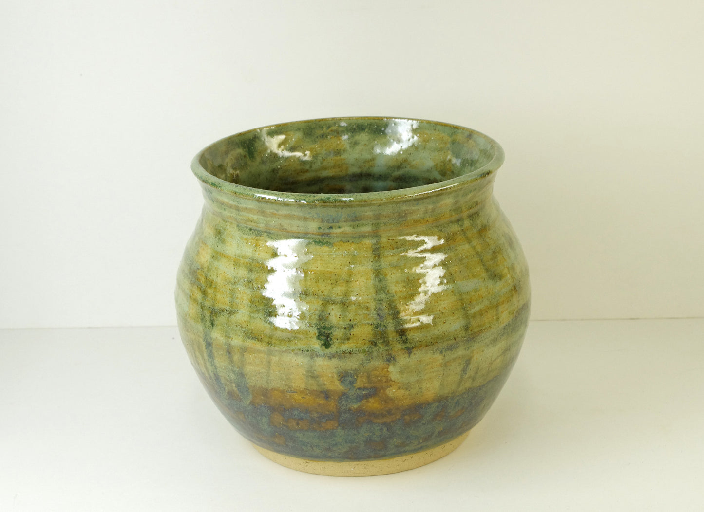 2092, Hand Thrown Stoneware Vase, Ikebana Vase, Heavy, 6 1/2 x 5 1/4 inches