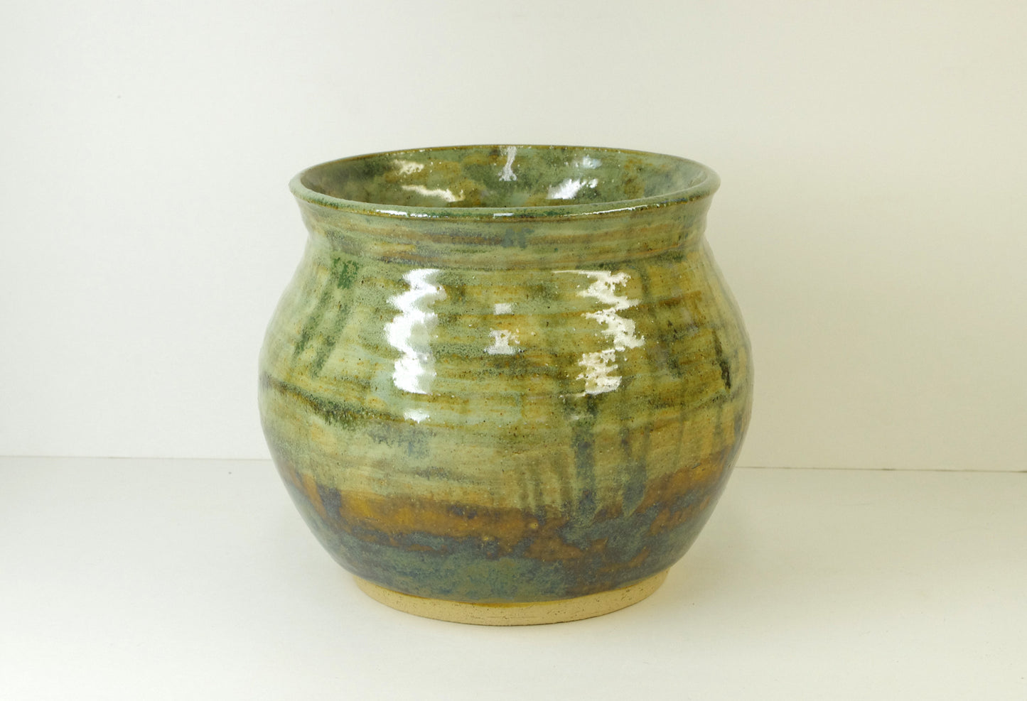 2092, Hand Thrown Stoneware Vase, Ikebana Vase, Heavy, 6 1/2 x 5 1/4 inches