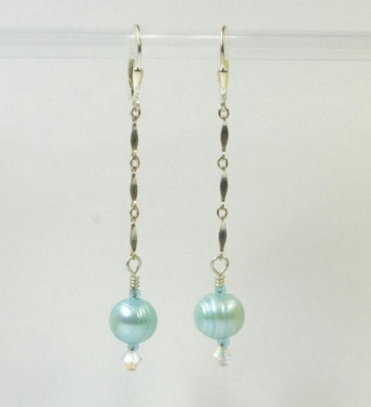 Handmade Sterling Silver Pearl Earrings by White Horse Pottery
