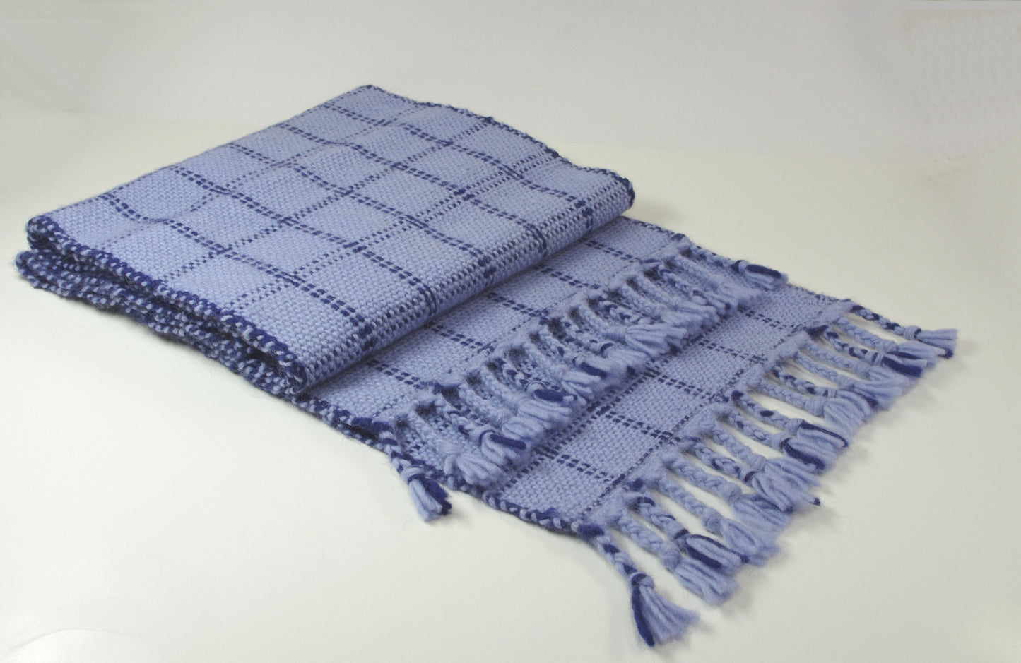 Handwoven Blue Wool Scarf Large Bulky Warm