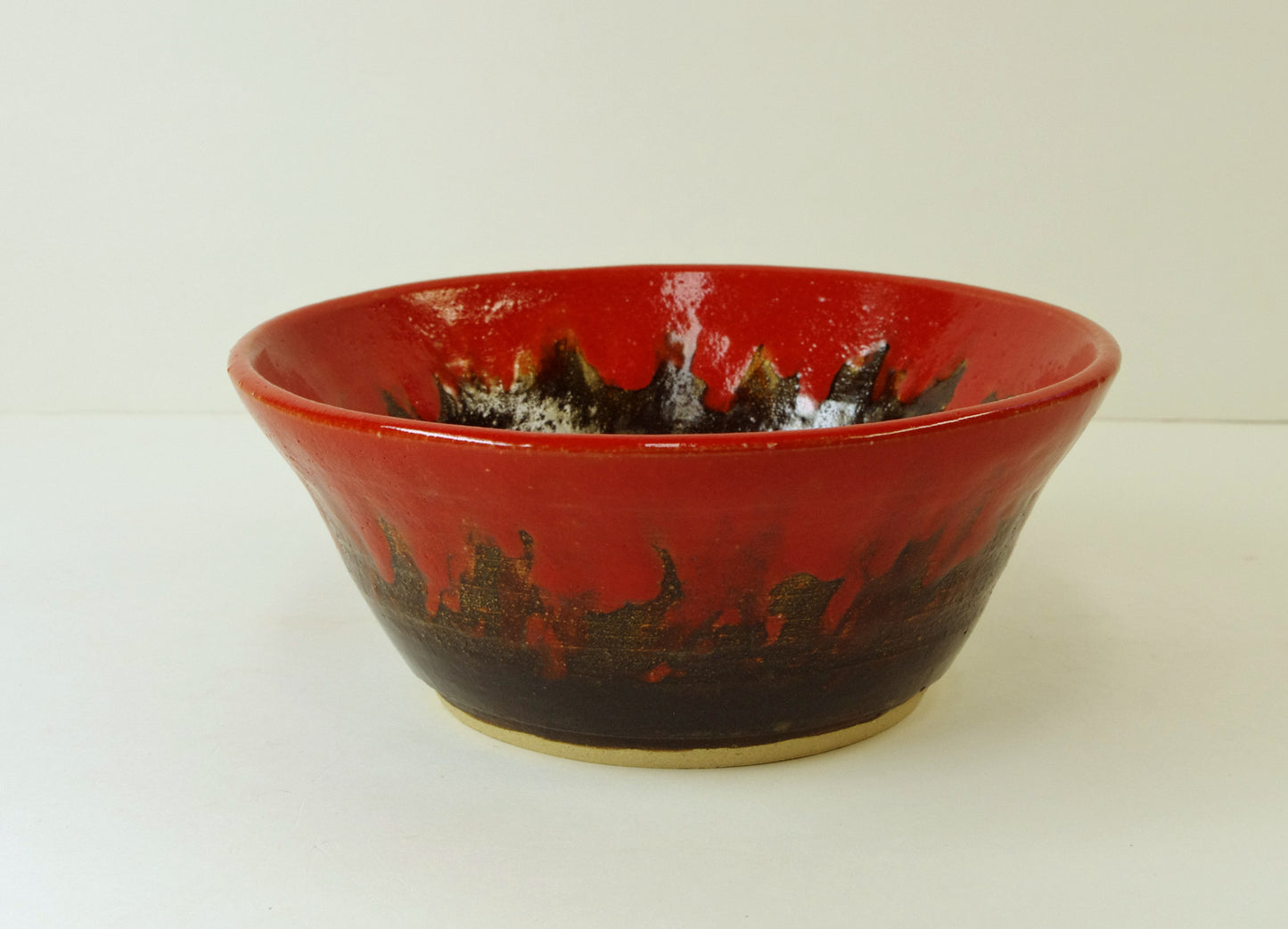 2102, Hand Thrown Stoneware Ikebana Vase, 6 1/4 x 2 5/8, browns and reds