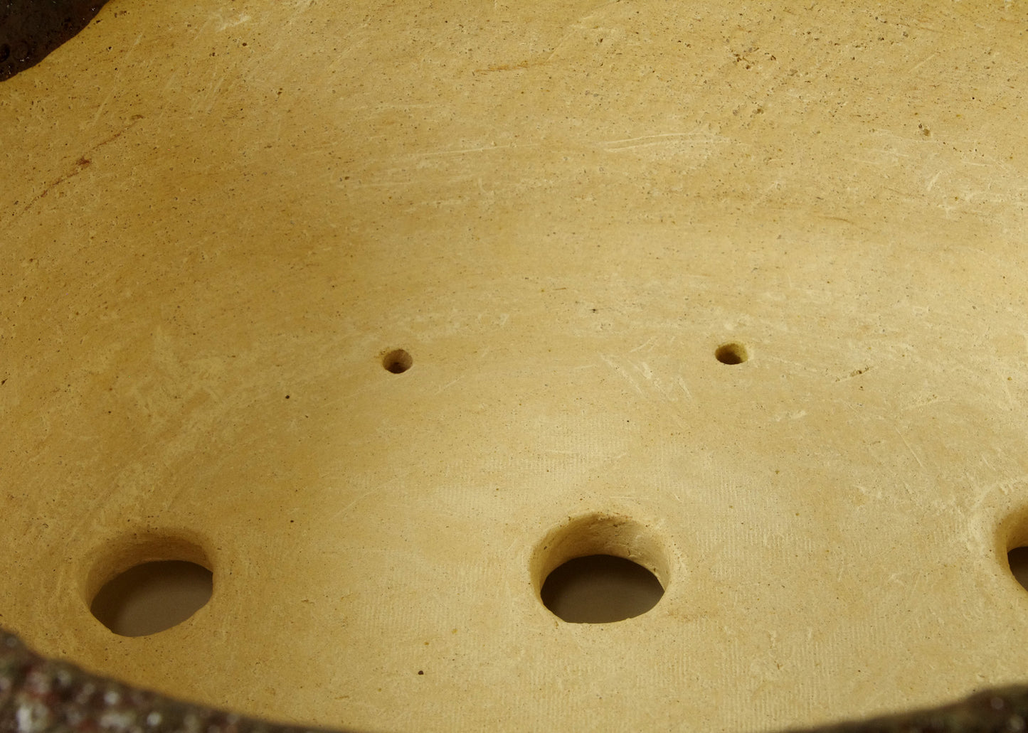 12104 Handmade Oval Stoneware Bonsai Pot, Reddish Browns Textured Crater Glaze, 8 1/4 x 6 1/2  x 3 5/8
