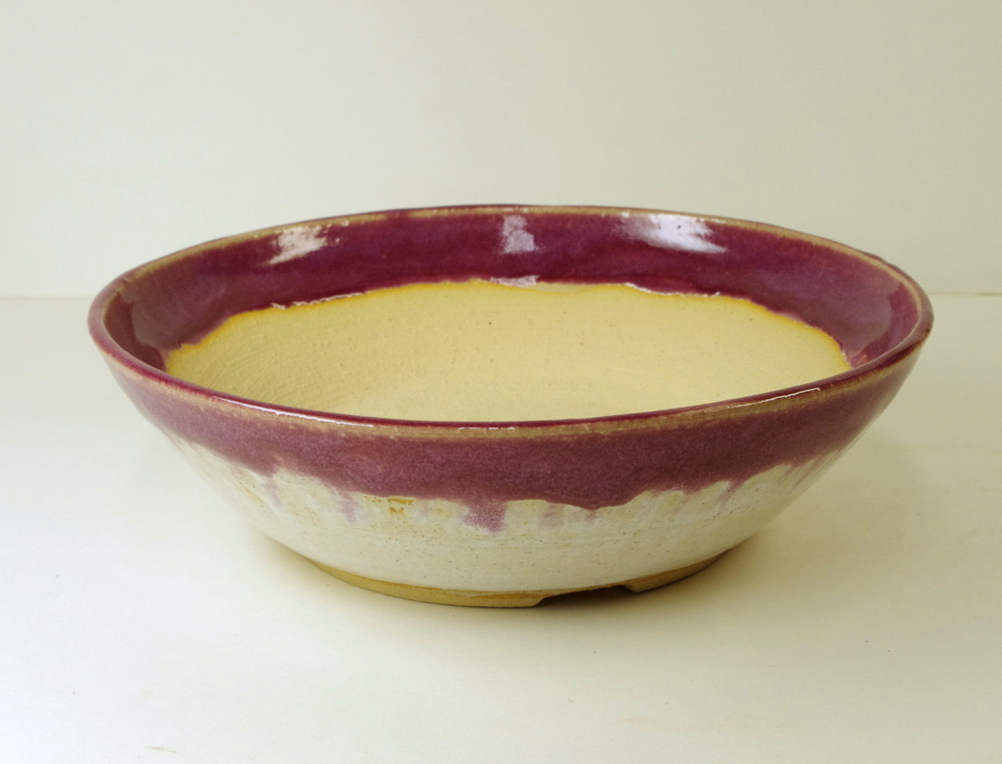 12105, Hand Thrown Stoneware Bonsai Pot, With Extra Wire Holes, light red-purple, 8 1/4 x 2 3/8