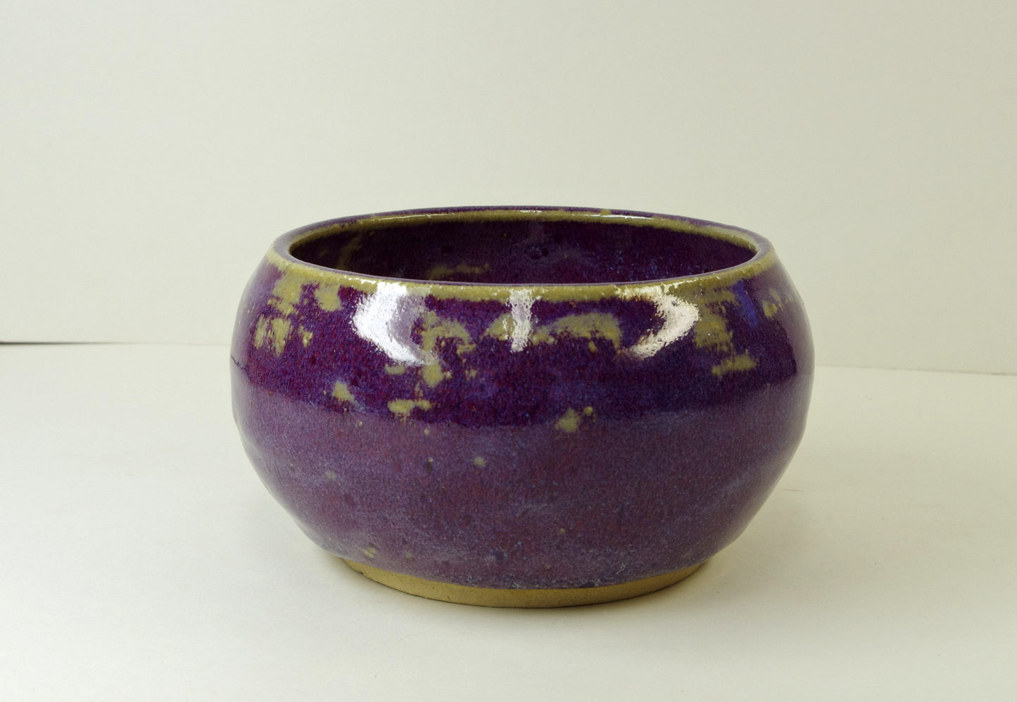 2106, Hand Thrown Stoneware Ikebana Vase, 6  x 3 1/4 inches, maroon, red, blues