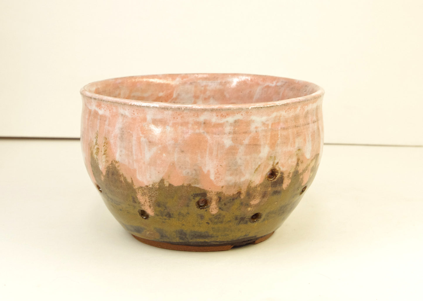 2135, Hand Thrown Orchid Pot, Browns and Pinks