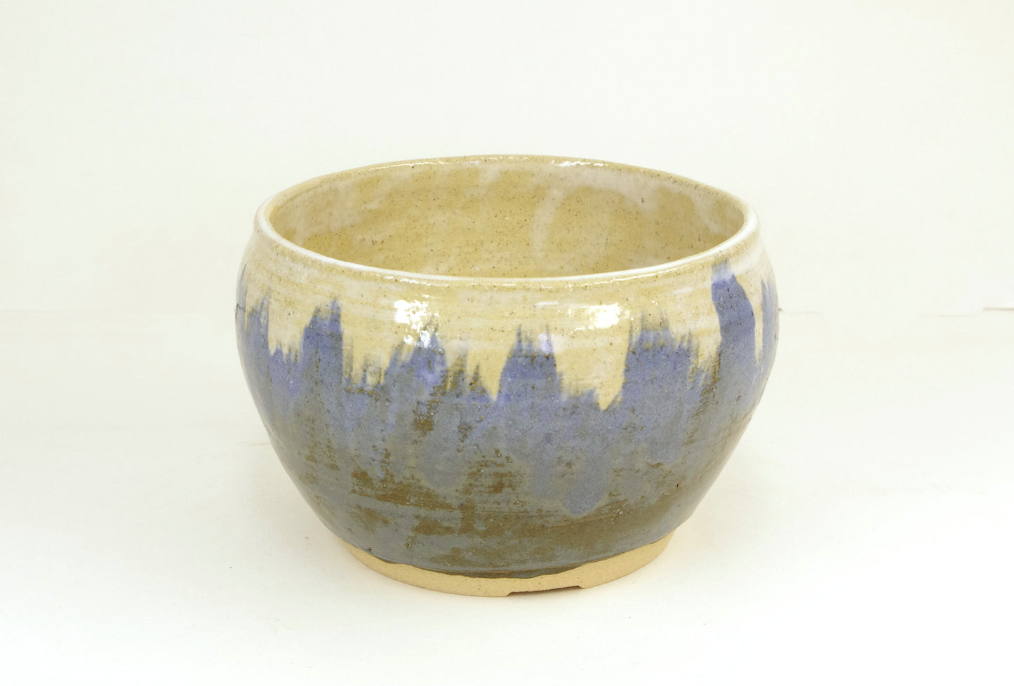2136 Hand Thrown Stoneware Cactus Pot , Blues and Beige