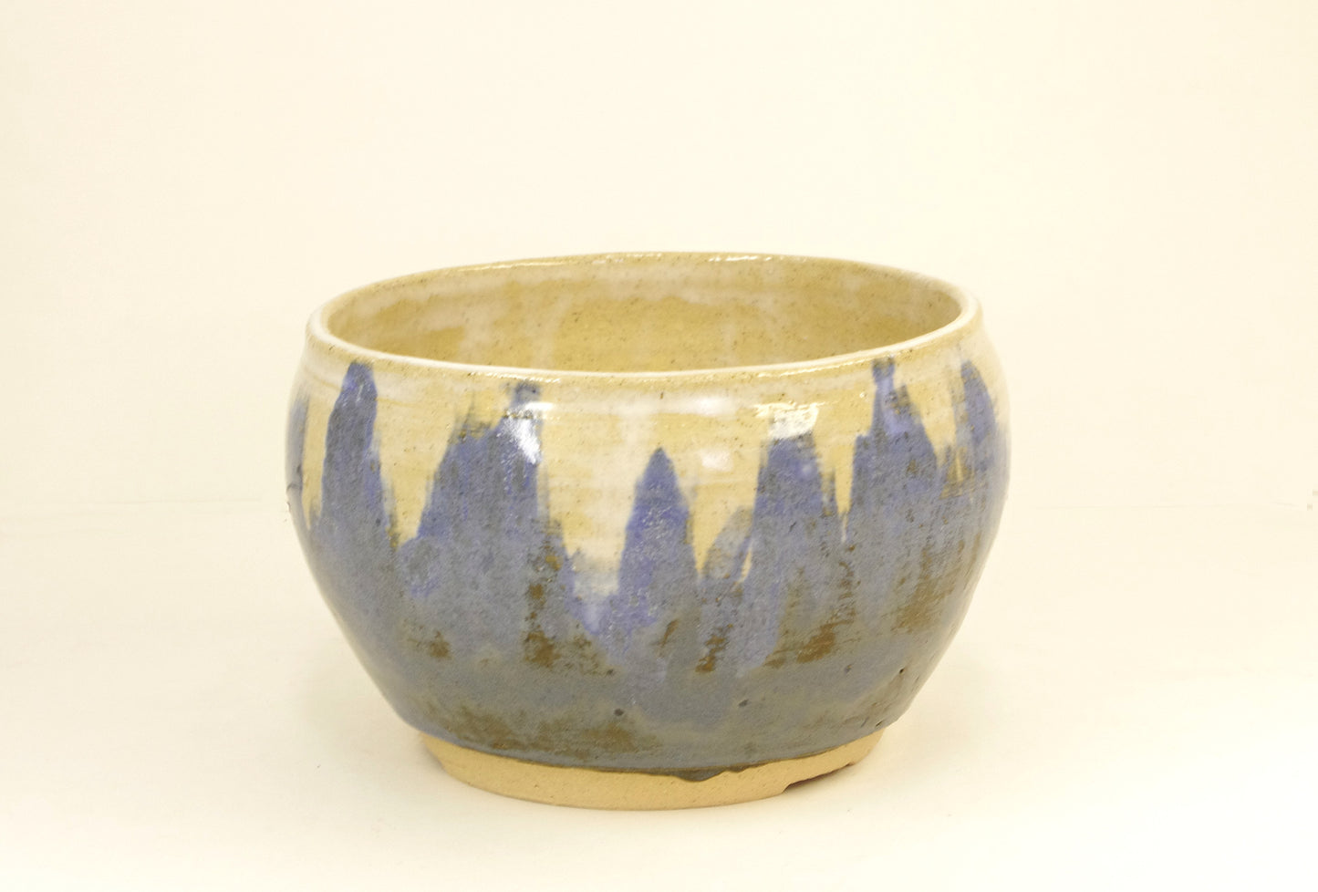 2136 Hand Thrown Stoneware Cactus Pot , Blues and Beige