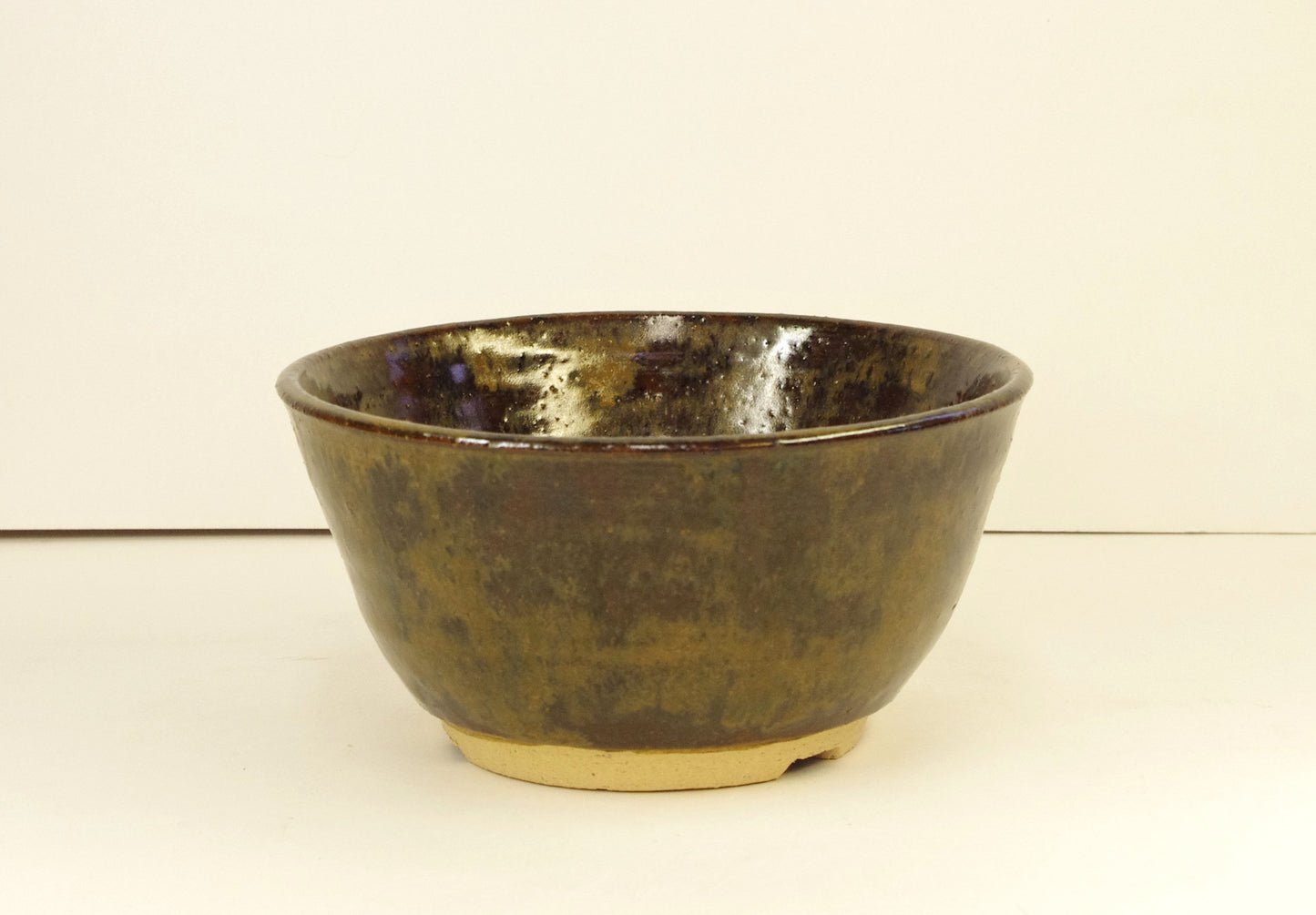 2137 Hand Thrown Stoneware Bonsai Pot, Browns, 5 3/4 x 2 7/8