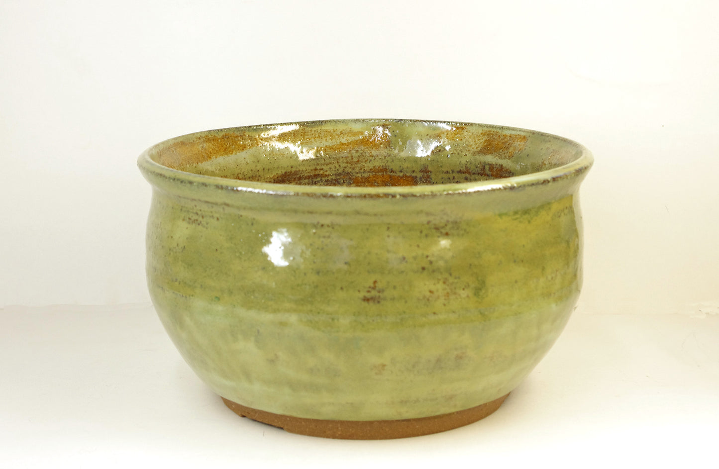 2157 Hand Thrown Deep Bonsai Pot  8x4 5/8 Greens