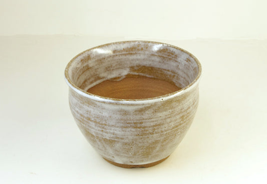 2159, Hand Thrown Stoneware Cactus Pot, browns, white