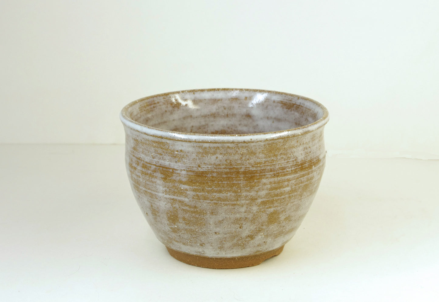 2159, Hand Thrown Stoneware Cactus Pot, browns, white