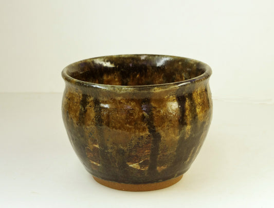 2162, Hand Thrown Stoneware Vase, Sandy Texture, Browns, Black