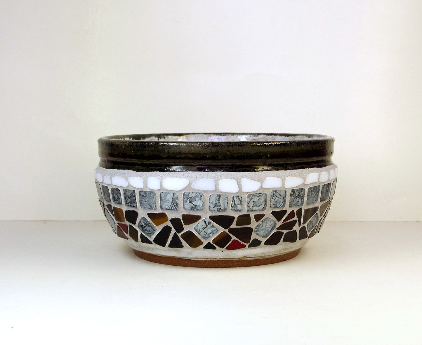 M178 Hand Thrown Decorative Bowl With Glass Mosaic