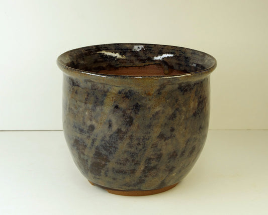 20131, Hand Thrown Stoneware Bonsai Pot, Extra Wire Holes, 5 3/4 x 4 3/4