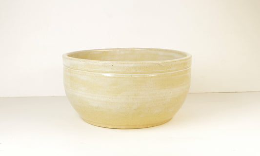 2058, Clear Glazed Natural Stoneware Medium Sized Dog Bowl