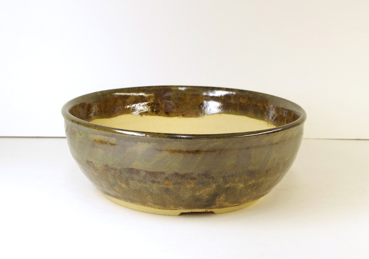 2075, Hand Thrown Stoneware Bonsai Pot, Browns, 7×2.5