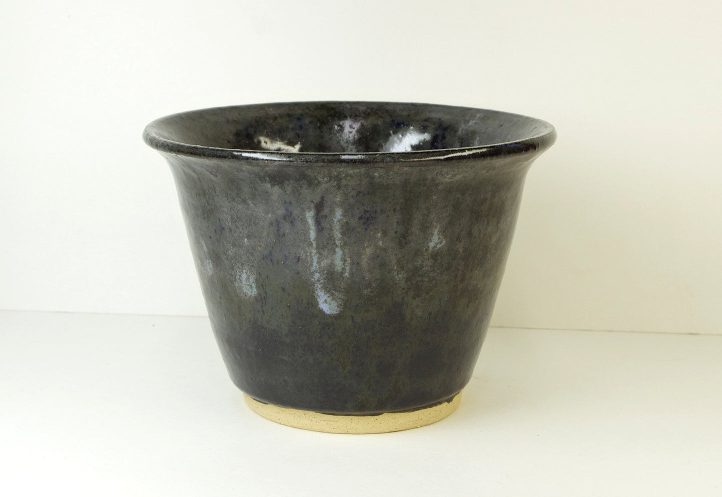 2091, Hand Thrown Stoneware Ikebana Vase, 6 1/4 (at rim) x 4 3/8 inches
