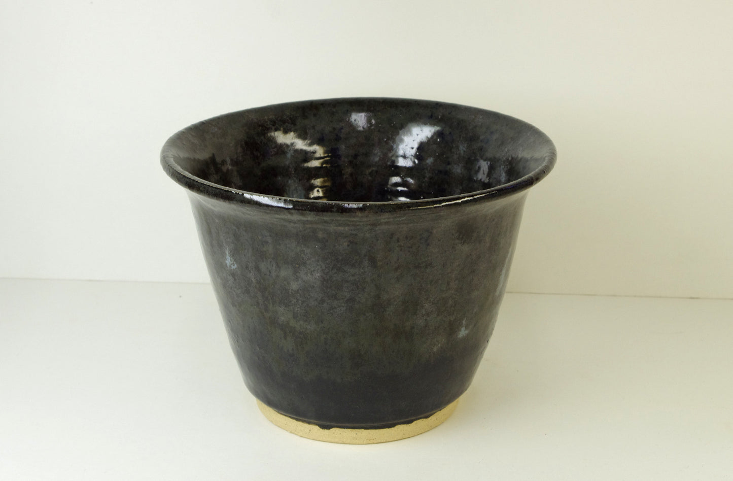 2091, Hand Thrown Stoneware Ikebana Vase, 6 1/4 (at rim) x 4 3/8 inches
