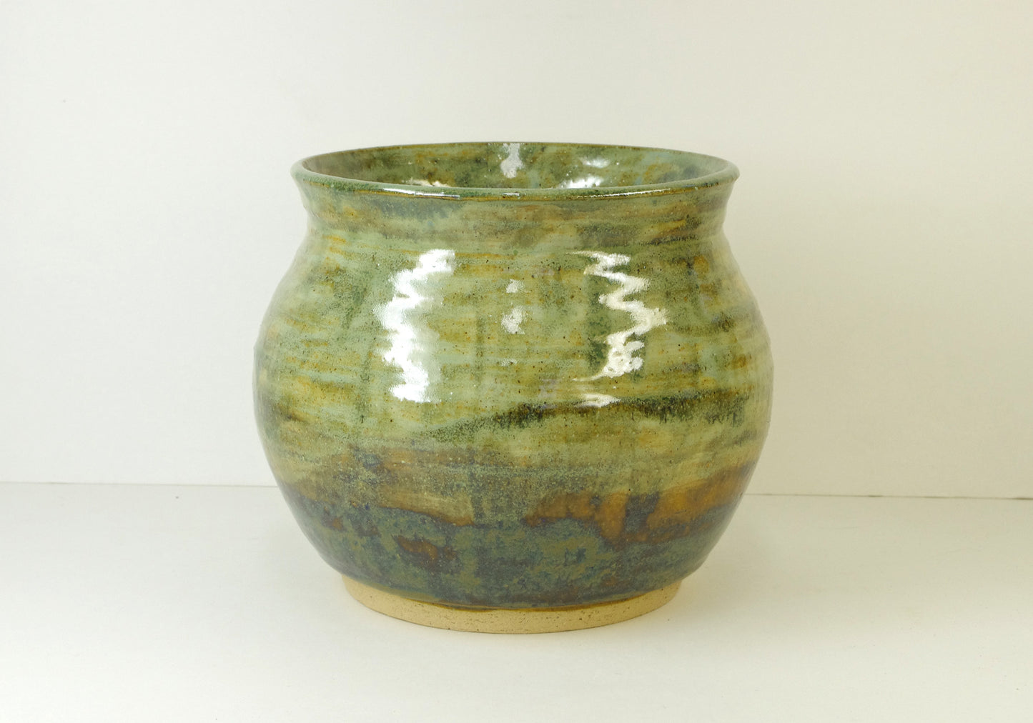 2092, Hand Thrown Stoneware Vase, Ikebana Vase, Heavy, 6 1/2 x 5 1/4 inches