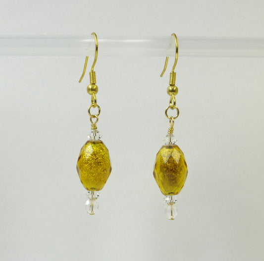 J341027 Unique Vintage Bead, Crystal, gold plated Earrings
