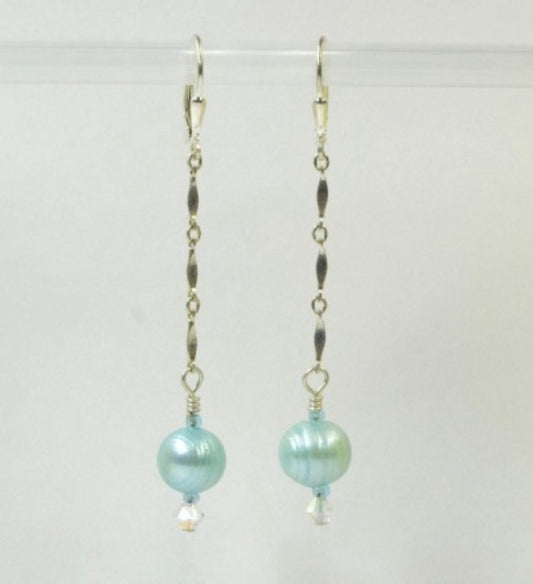 Handmade Sterling Silver Pearl Earrings by White Horse Pottery