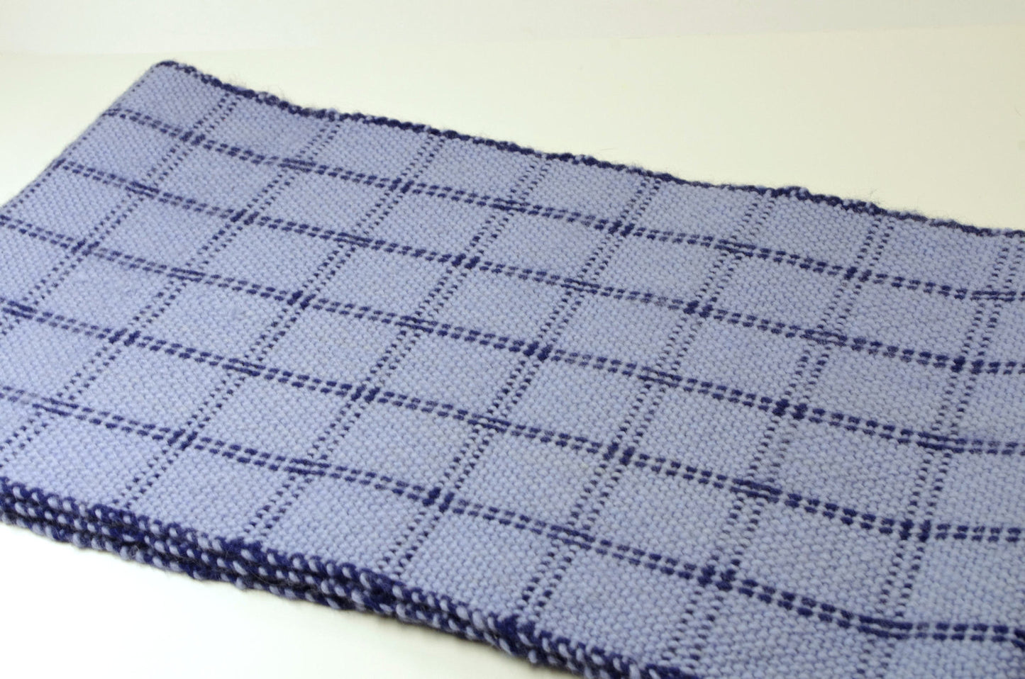 Handwoven Blue Wool Scarf Large Bulky Warm