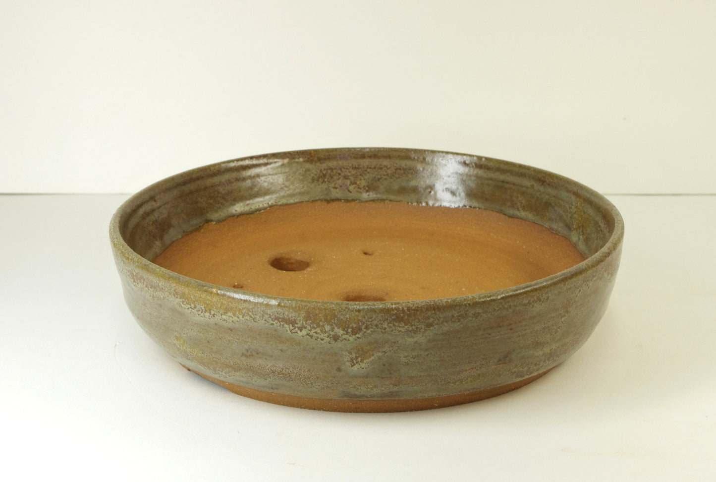 2069, Bonsai Pot, Hand Thrown Stoneware, Browns, 8×2