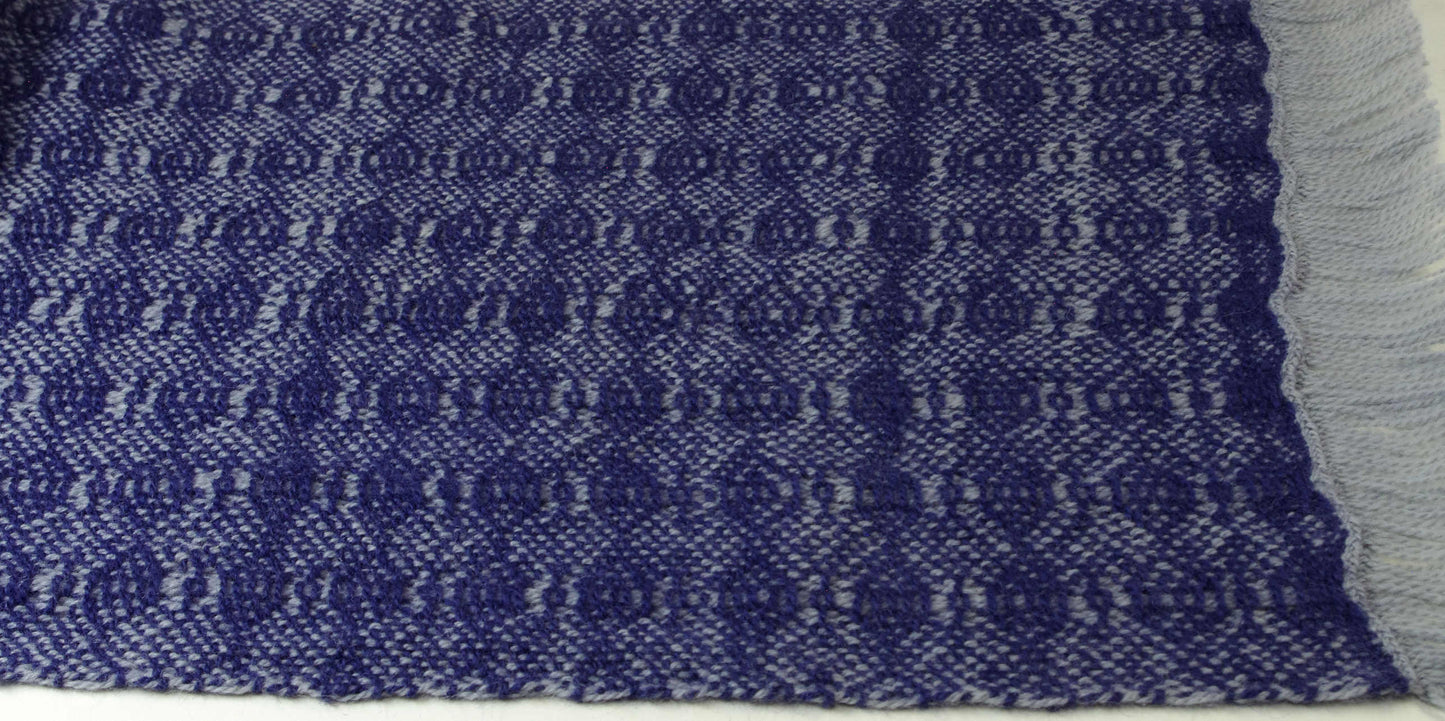 Handwoven Dark Blue and Blue-Gray Wool Table Runner Large