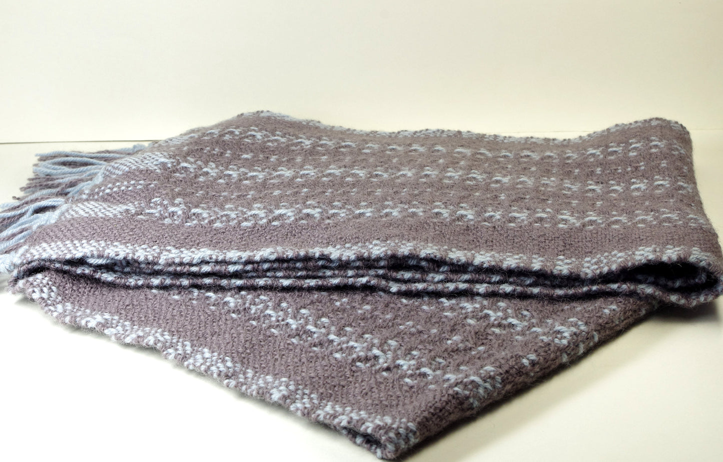Wool Scarf, Dusty Plum and Blue, Handwoven